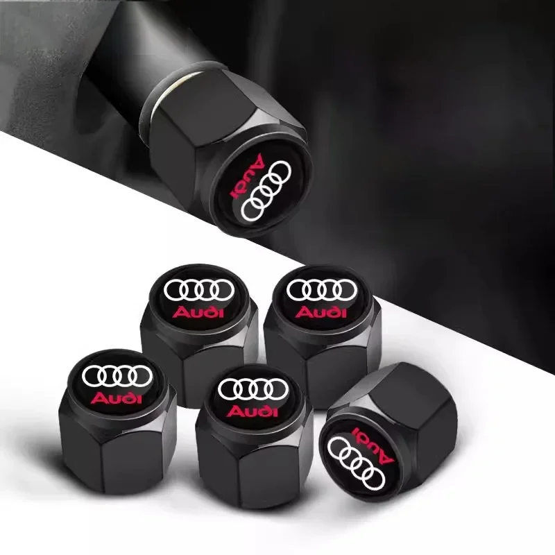 

for AUDI RS S SLINE A4 A3 A6 Q3 quattro Q7 TT B8 8P 4Pcs Aluminum Car Wheel Tire Air Valve Caps Dust Cover with Color Brand Logo