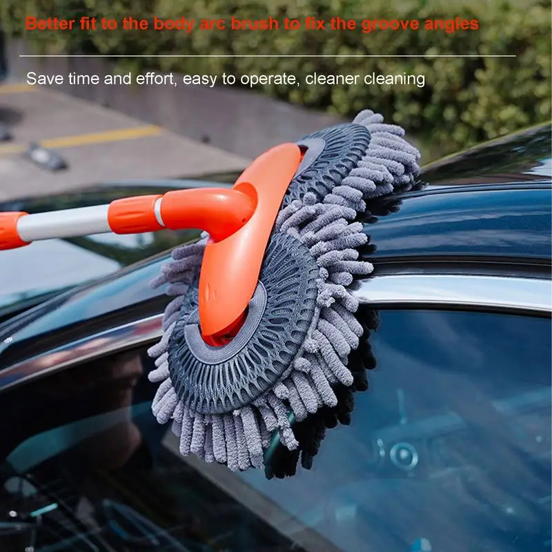 

Car Wash Brush with Long Handle Scratch-Free Car Cleaning Brushes for RV Detailing Telescopic Car Washing Mop Mitt Sponge Wand