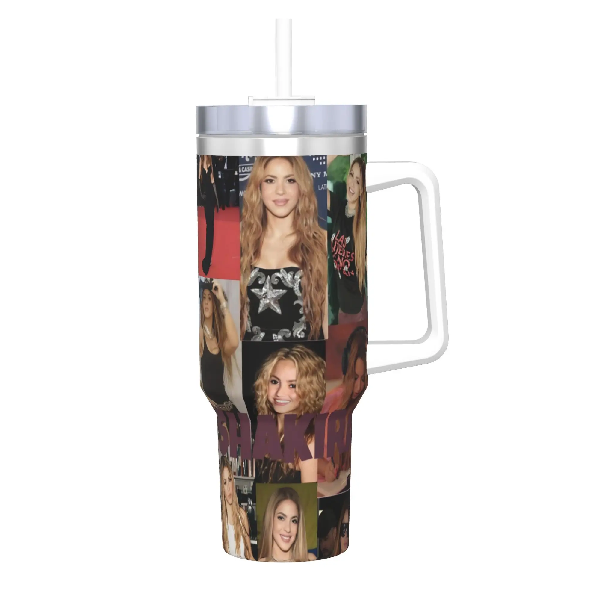 Shakira Singer Tumbler With Straw  Stainless Steel Mug Cups Double Wall Vacuum Insulated for Cold Or Hot 40oz