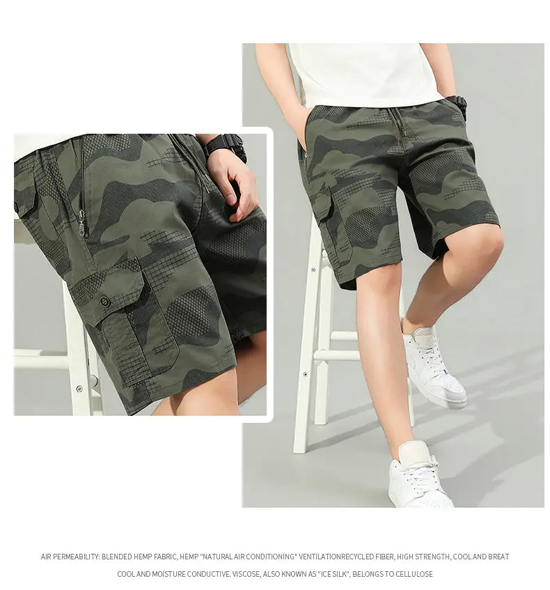 2026 Herren Cargo-Shorts Wander- und Laufshorts Leichtgewichtige Sommer-Camo-Shorts mit Taschen – Detail 7