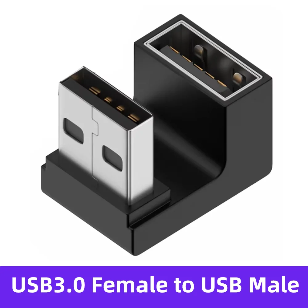 NNBILI USB3.0 Stecker auf Buchse rechtwinkliger Verlängerungsadapter USB-Upward-Winkel 90-Grad-Adapter 10 Gbit/s für Laptop-PC-Anschluss