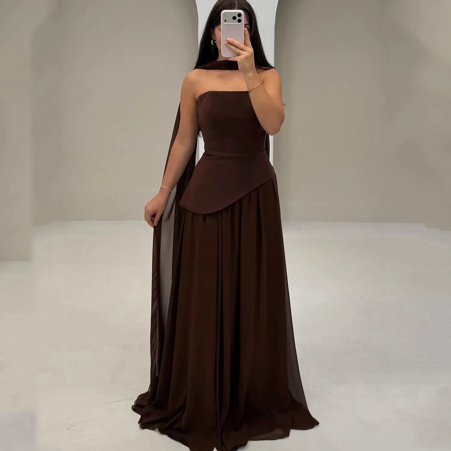 

Lucy Платье Вечернее Women Evening Dress Wedding Dresses for Parties Jordan Shawl Brown Elegant Party Dresses 2025 Customized