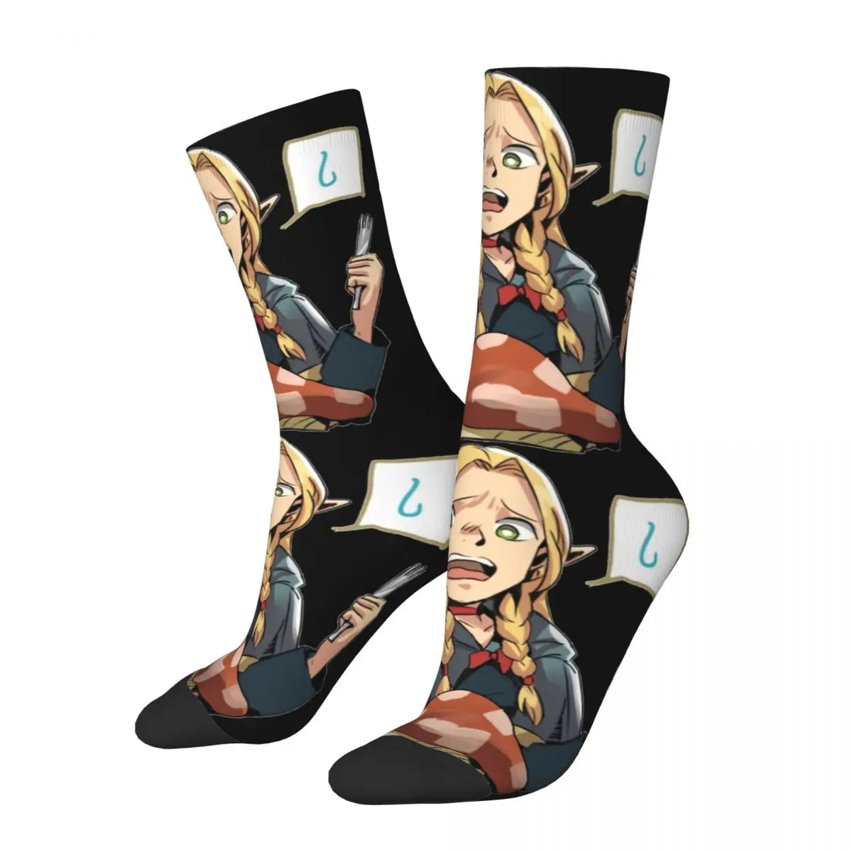 Hip-hop Delicious In Dungeon Marcille Basketball Socks Polyester Long Socks for Women Men Breathable