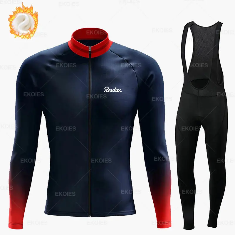 Winter Man Cycling Clothes 2023 RAUDAX Team Winter Long Sleeve Cycling Suit Thermal Fleece Cycling Jerseys Winter Cycling Jacket