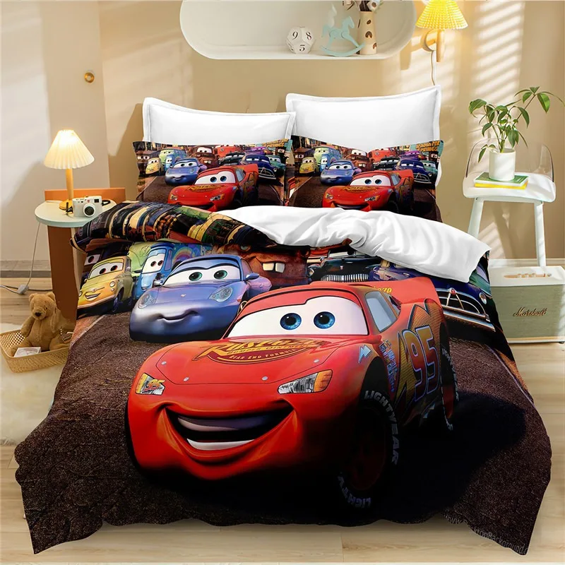 Disney Bedding Sets Lightning McQueen Duvet Cover for Children Boys Gift,Cars Theme Quilt Cover 2/3pcs