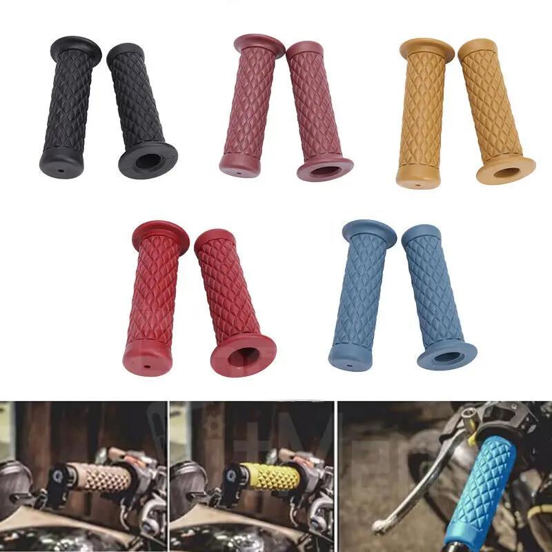 7/8" 22mm 24mm Retro Motorrad Handgriffe Universal rutschfeste Gummi Lenkergriffe für Moto Scooter Motocross Motorradgriffe