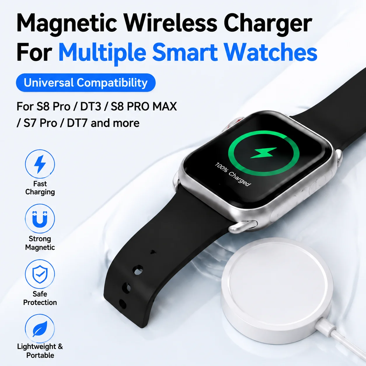 Charger Base Adapter for S8 S9 TS7 TS8 Pro T500 Pro Max S8 Ultra HW9 Ultral Max X3 X5 Ultral 8 pro Smart watch Charging Cable