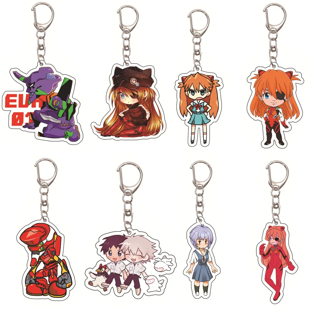 Anime Neon Genesis Evangelion de 55 mm ‌   Llavero Evangelion Unidad-01 ‌   Llavero de Ayanami Rei y Asuka Langley Soryu, Regalos de Navidad