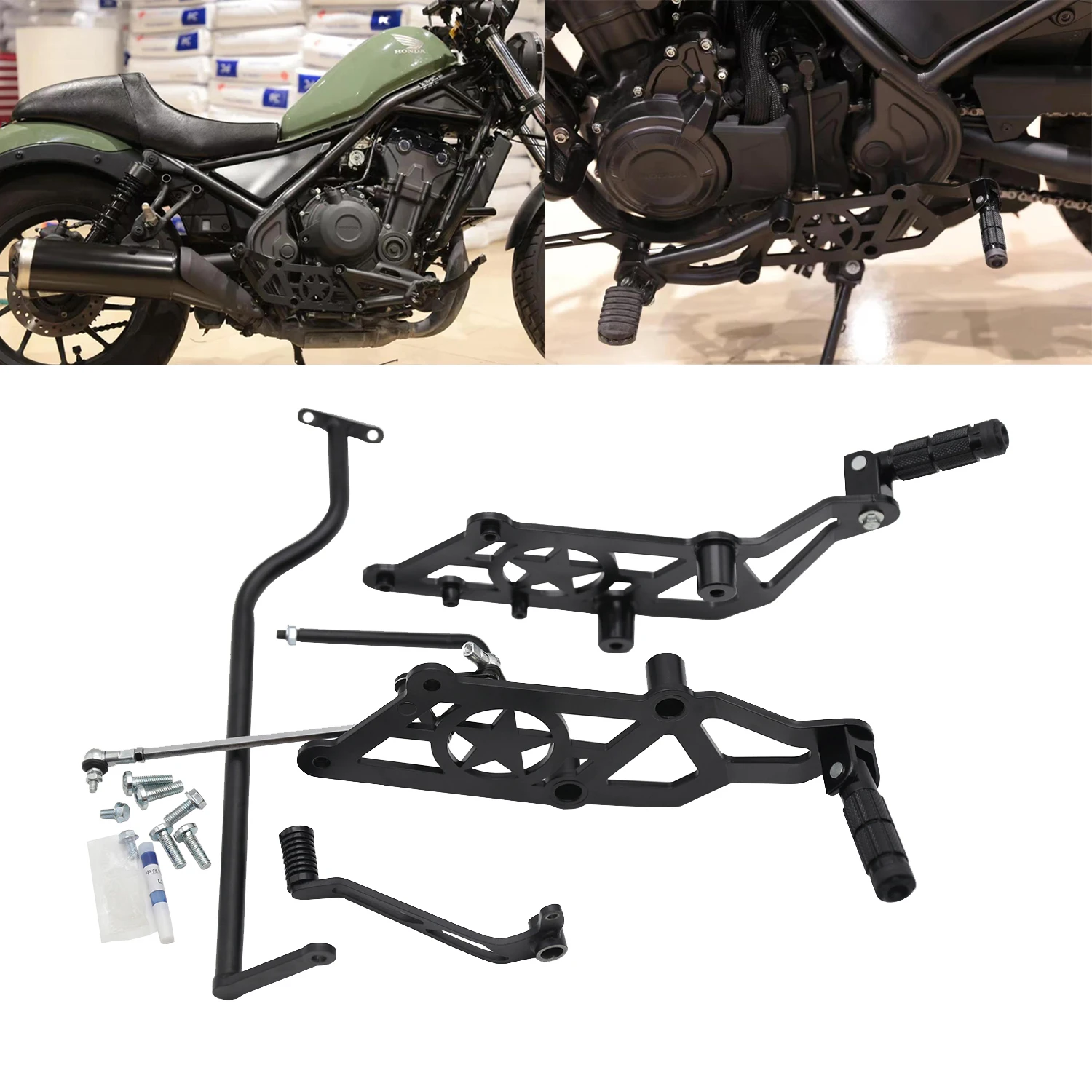 

New Design Driver Passenger Forward Control Peg Rest Extension Linkage Lever For Honda Rebel 500 CMX 500 2017-2023