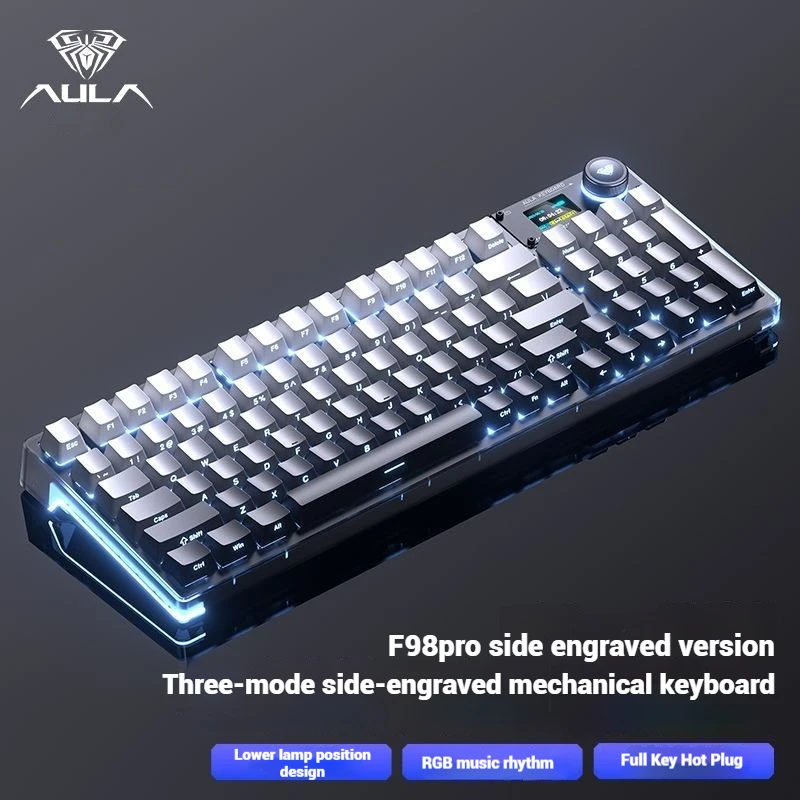 Imagem -02 - Pro Teclado Mecânico sem Fio 95 Teclas Tri-mode Estrutura de Junta Hot Plug Silenciamento Luz Rgb Keycaps Gametransparentes Aula-f98