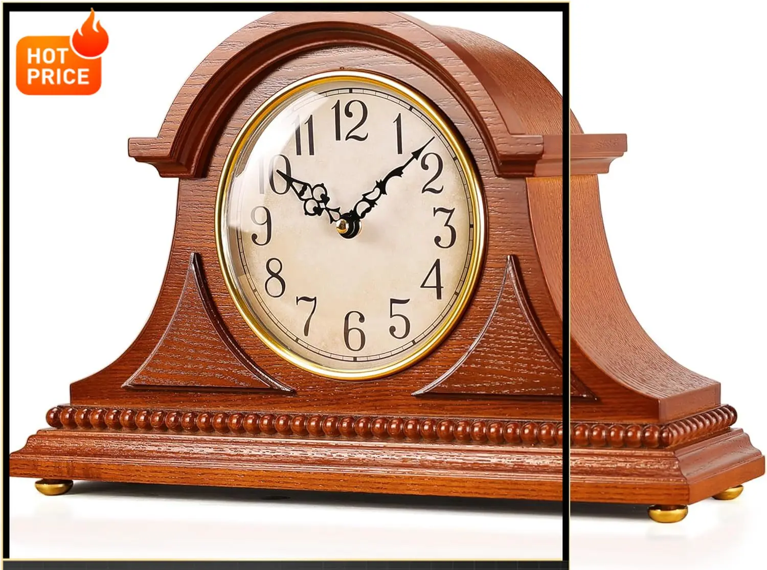 

Бестселлер ® Настольные часы для дедушки с отработкой часов и четвертых часов, элегантная деревянная рама, настольные часы на батарейках, для рабочего стола