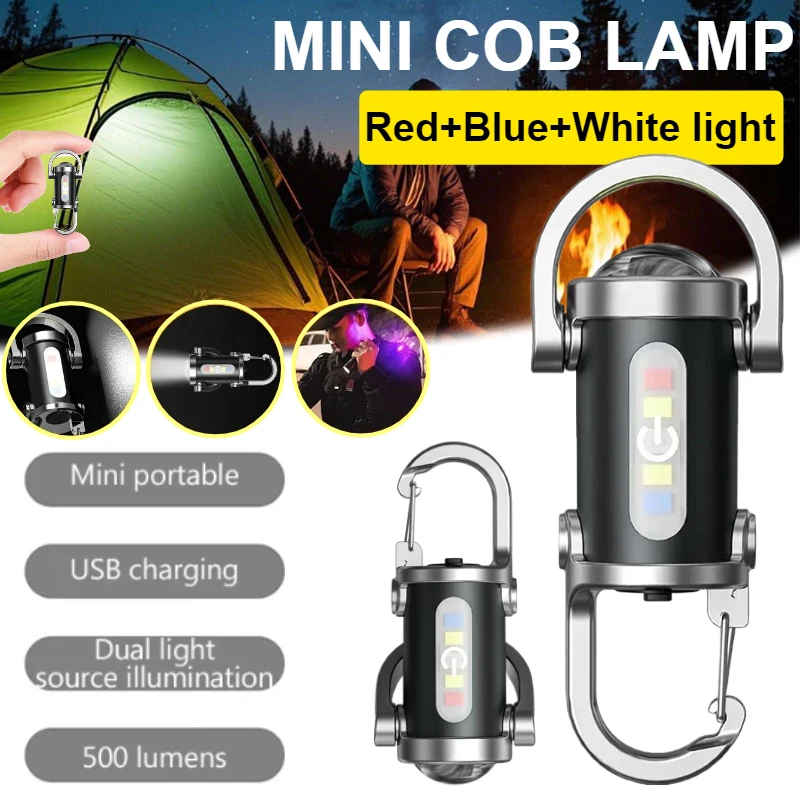 

Мини-COB светодиодный фонарик-брелок USB перезаряжаемый подвесной портативный фонарик водонепроницаемый брелок для кемпинга прогулочная карманная лампа