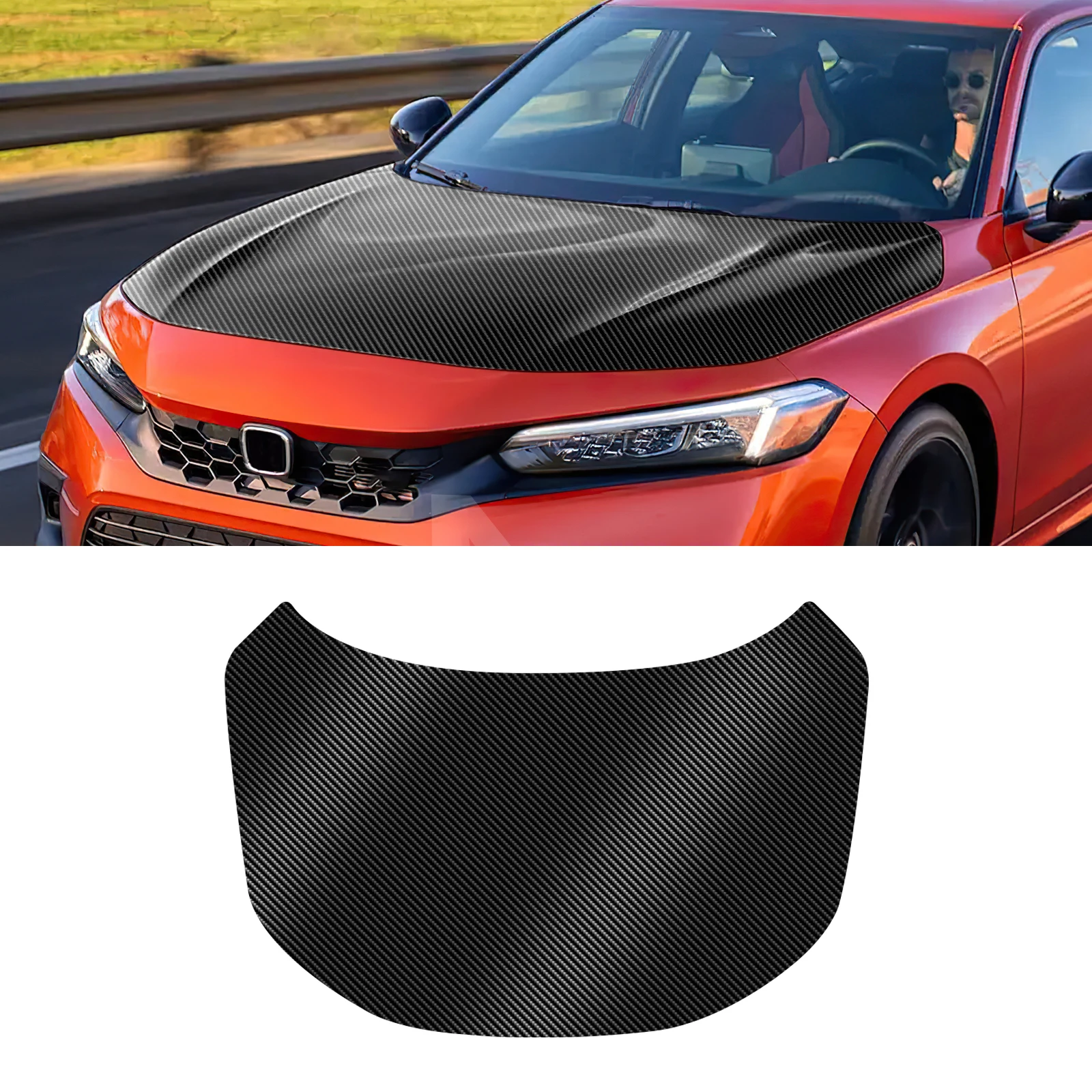 

Для Honda Civic 2022-2025: глянцевая черная пленка TPU с узором под карбон для изменения цвета, аксессуары для модификации автомобиля (на капот)