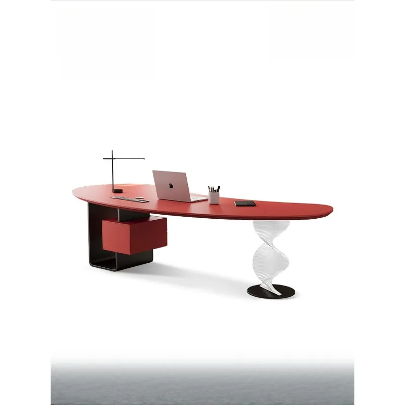 Italian minimalist acrylic desk, light luxury modern curved designer high-end boss desk