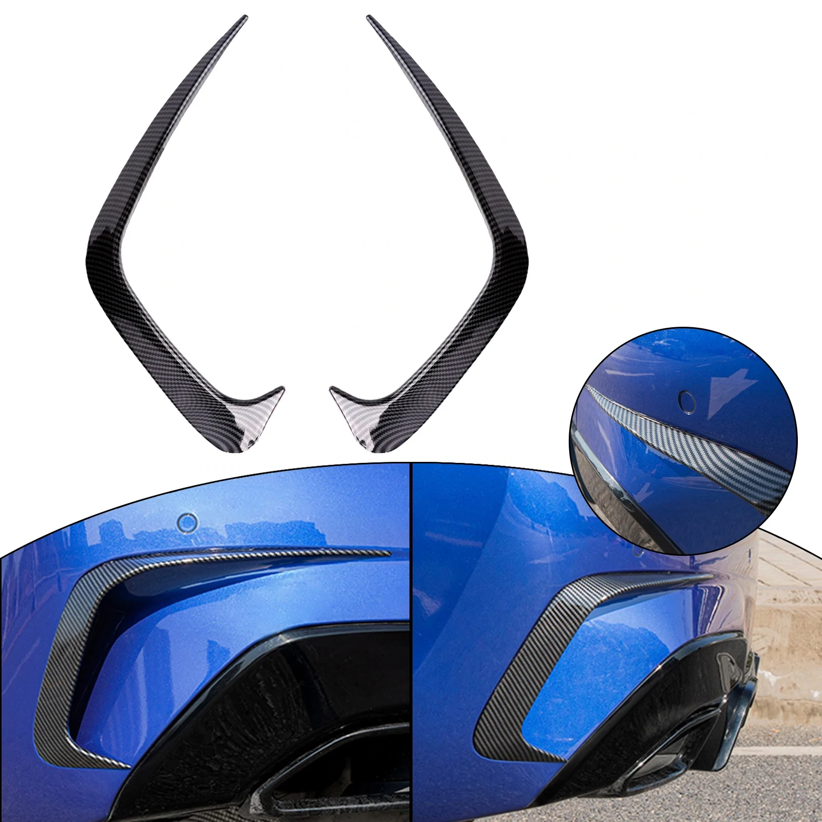 

Накладки на боковые воздухозаборники заднего бампера под карбон для BMW 3 серии G20 2019 2020 2021