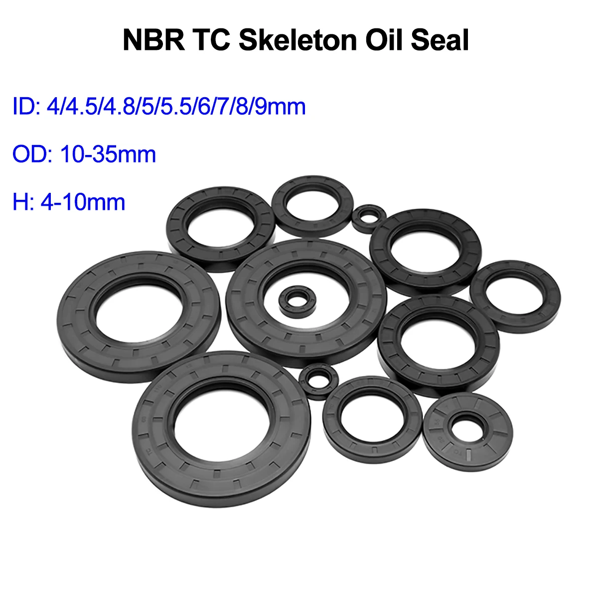 

5Pcs Black NBR TC/FB/TG4 Skeleton Oil Seal ID 4/4.5/4.8/5/5.5/6/7/8/9mm Nitrile Butadiene Rubber Gasket Sealing Rings