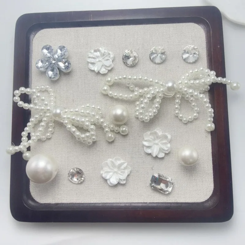 DIY Plastic Pearl Bow Flower Shoe Charms Mixed Color Decoration Accessories for Clog Sandals, Shoe Buckles Pins Women Girls Gift