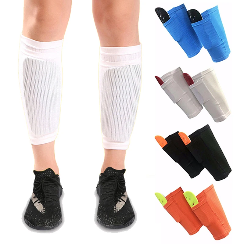 A Set Usefully Adults Kids Soccer Shin Guards Calf Sleeve With Pocket Football Leg Guards Support Socks Sports Protective Gear