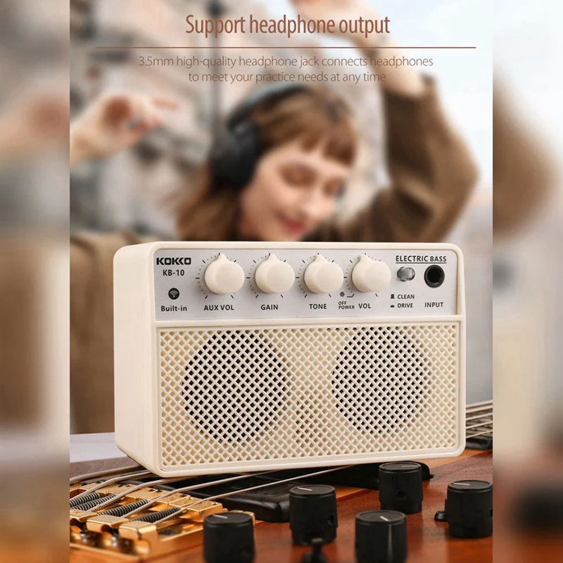 KOKKO KB-10 Guitar Amplifier 10W Bluetooth Speaker Portable Electric Bass Amp With Dual Tone Channels Musical Instrument Parts