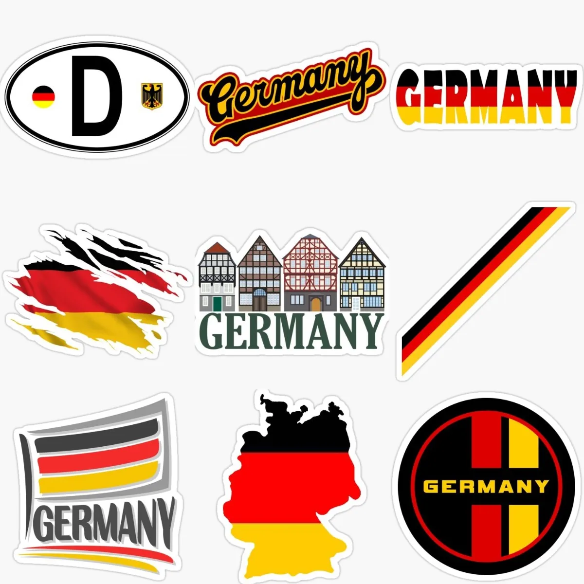 D Germany Deutschland Flag Map Emblem Creative PVC Sticker for Decorate Book Wall Car Window Bicycle Truck Van Off-road Table