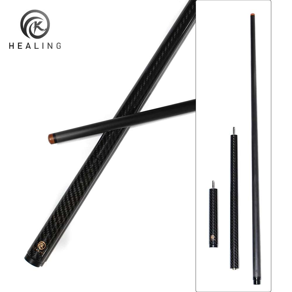OKHEALING Carbon Fiber Jump Cue, Professional Billiard Pool Jump Stick - 13.8mm Hard Tip, 124cm / 48.8in Long, Uniloc Joint, Exquisite Ergonomic Design for Billiards Snooker Pool Cue Game, for Practicing Jump Shots, Great for Amateur & Pro Billiard Player