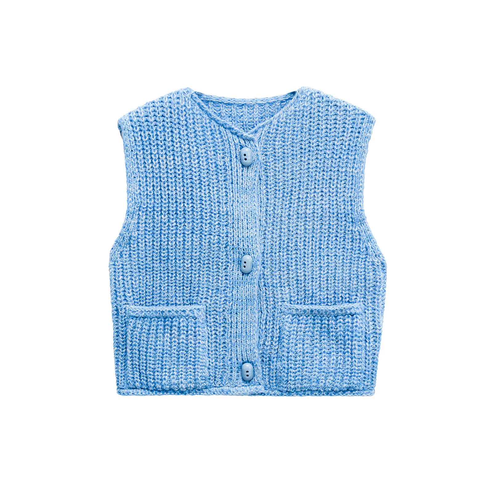 

Popular 2025 Spring and Autumn Street European and American Fashionable Outdoor V-neck Knitted Vest Shrink Vest