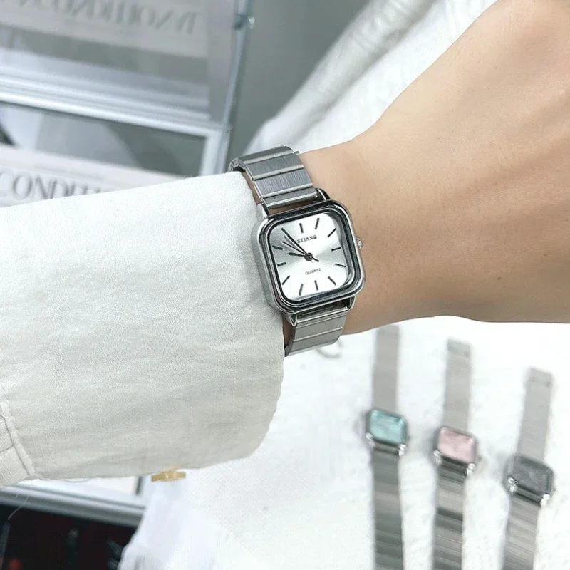 Moda senhoras relógios marca superior de luxo negócios cinto aço feminino quartzo relógio pulso bonito presentes montre femme