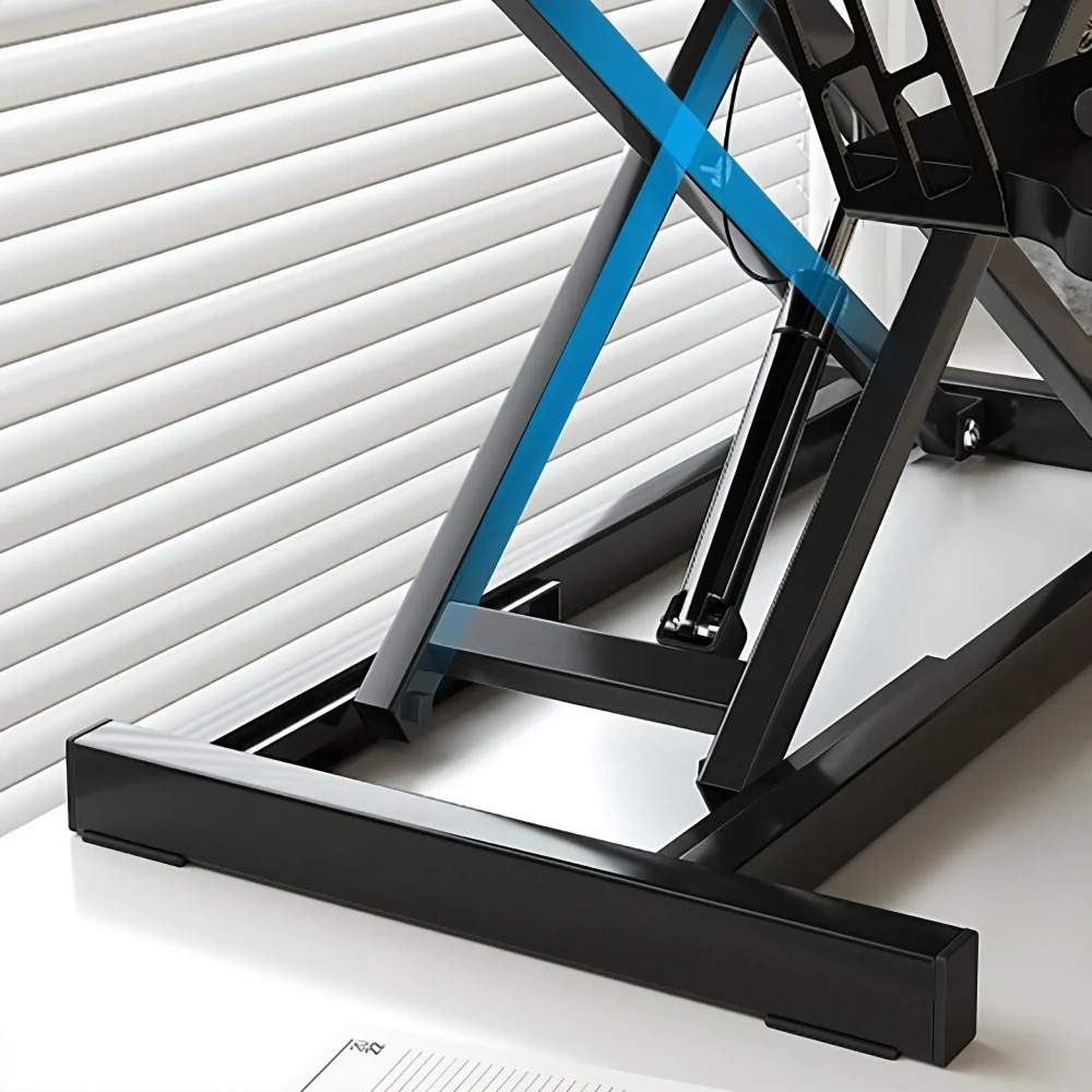 32 Inch Adjustable Sit-Stand Desk Converter: Dual Monitor/Laptop, Wide Keyboard Tray, Natural Color