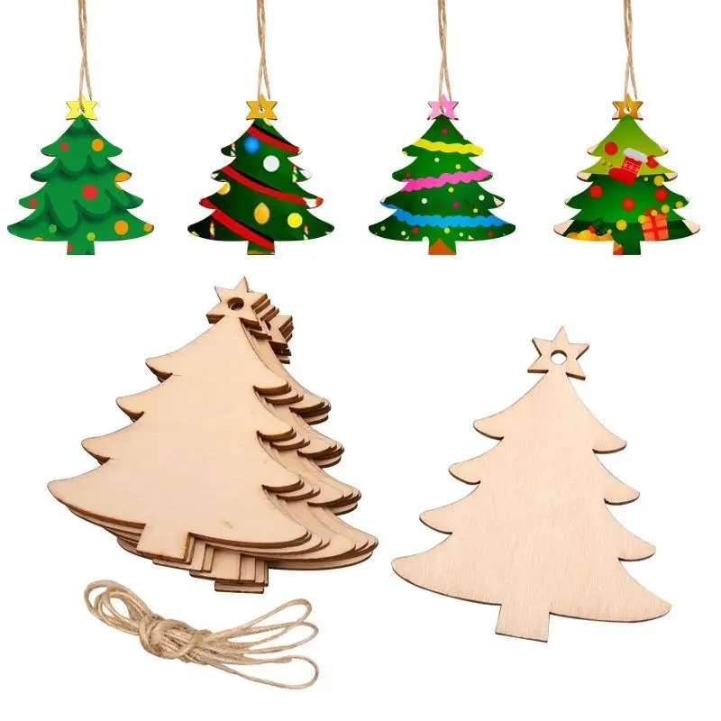 Christmas creative wooden craft ornaments, DIY hand-painted wooden pieces for decorating the Christmas tree perfect for students