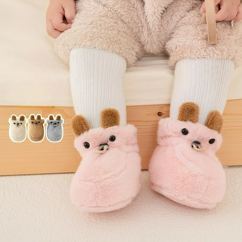 

2026 New Soft-soled Shoes Cute Six-month Front Shoes Winter Fluffy Shoes Cartoon Toddler Shoes