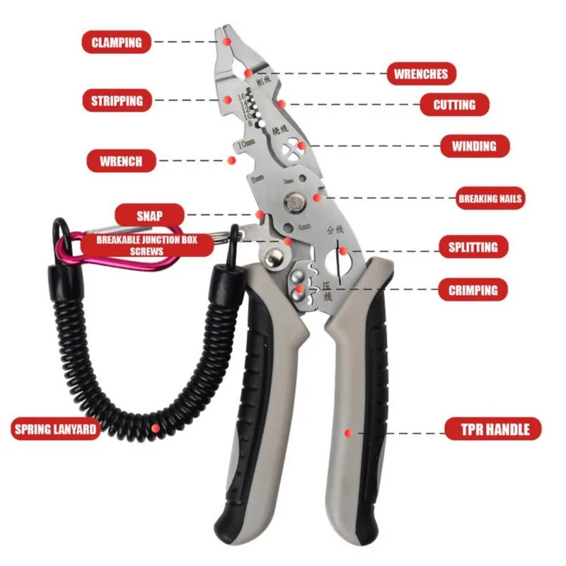 Multifunctional Electrical Wire Crimper Cable Cutter Plier Adjustable Automatic Wire Stripper Crimping Pliers Terminal Hand Tool