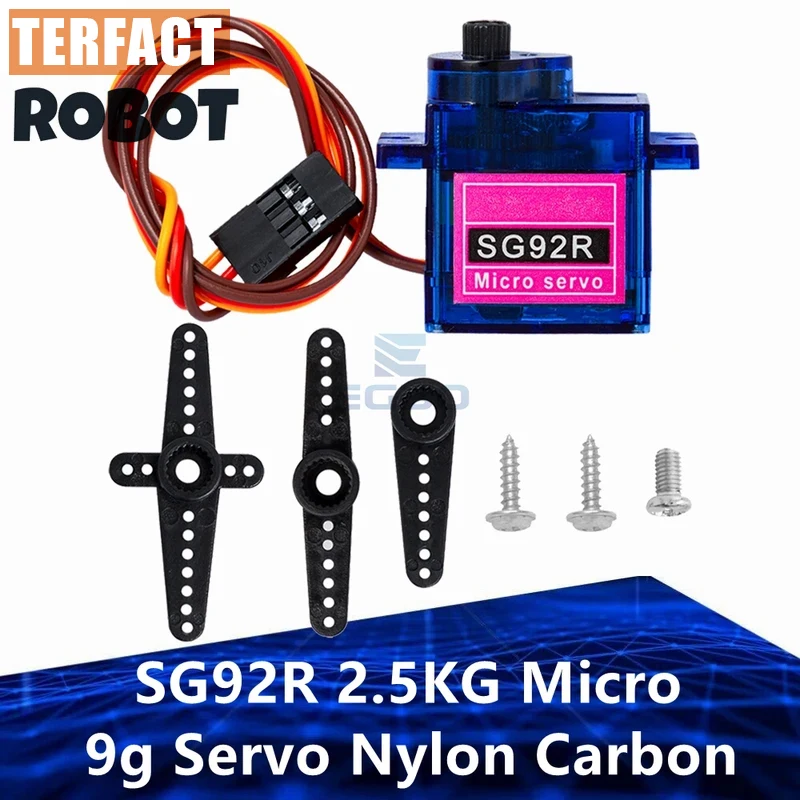 1~10PCS TERFACT  ROBOT SG92R 9g Micro Servo: 2.5KG Torque, Nylon/Carbon Fiber Gears – SG90 Replacement for RC & Aeromodels