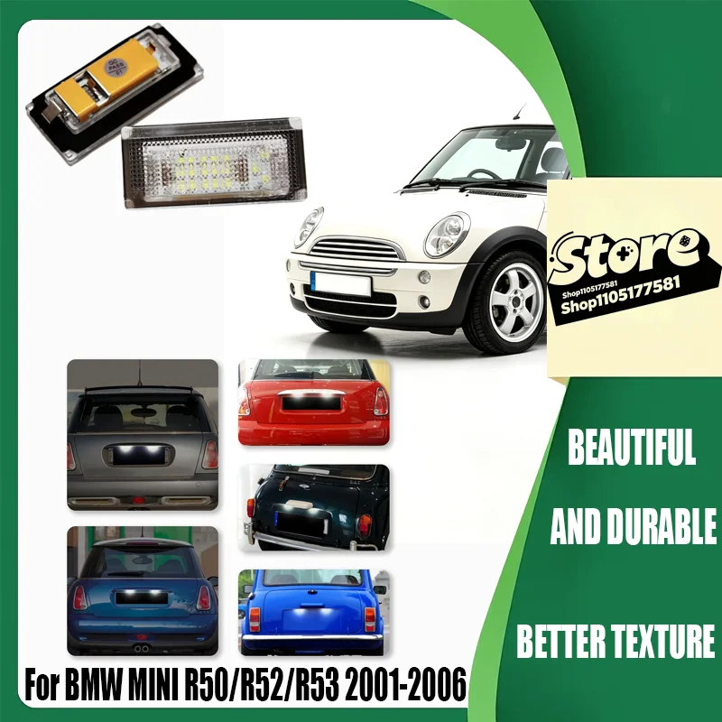 For BMW MINI R50/R52/R53 2001-2006, 2PCS Error Free LED Number Plate Lights No Warning, Super Bright 6000K.