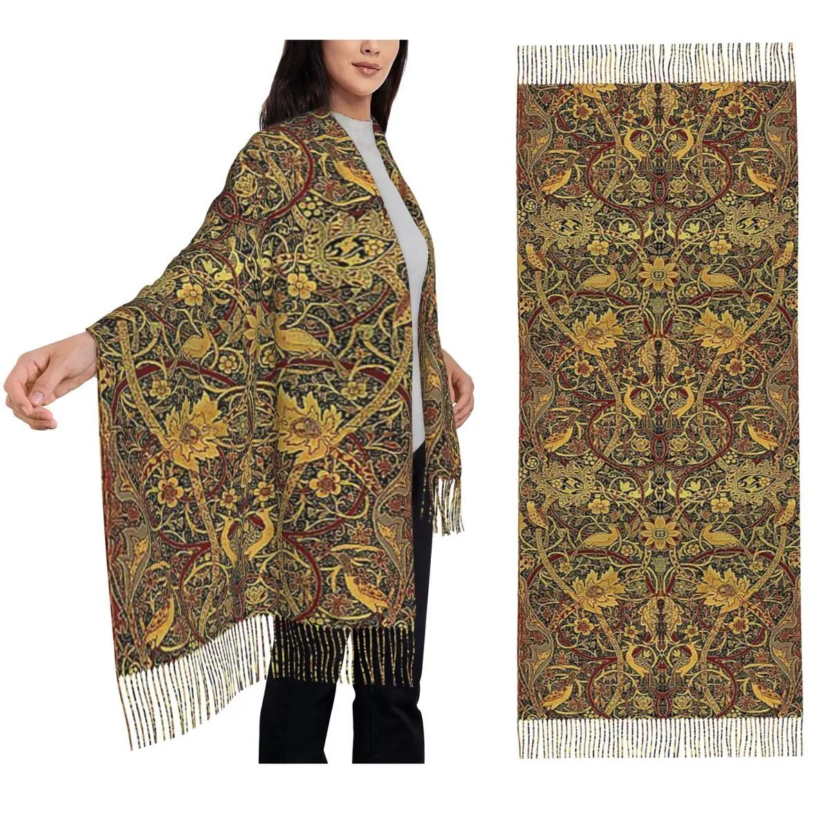 

William Morris Bullerswood Scarf Tassel Scarves Women Soft Warm Shawls and Wraps Large Fall Winter Shawl Wrap