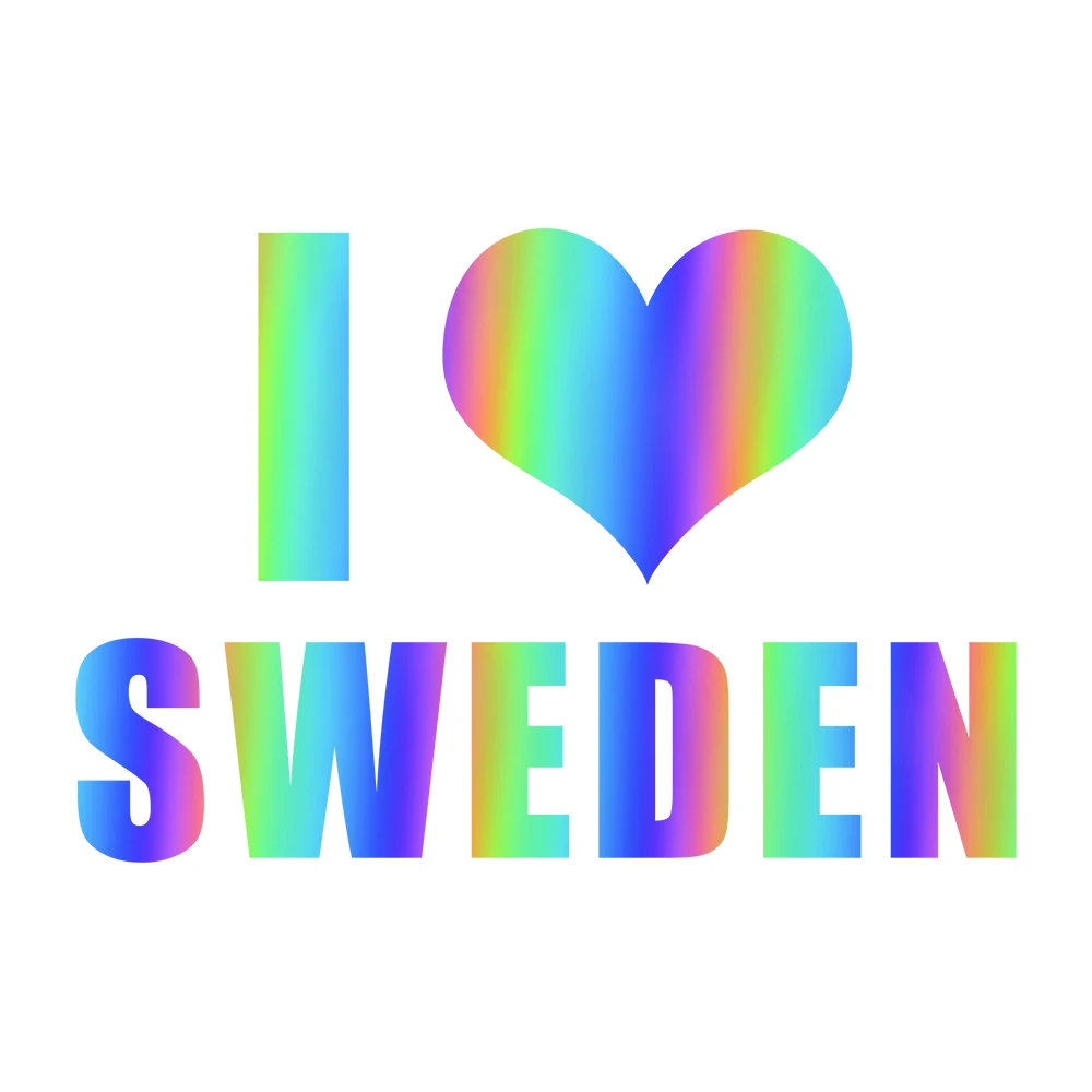 I Love sweden Laser Waterproof Stickers For Home School Bar Crafts Classroom Children Office Cars Motorcycles Computers