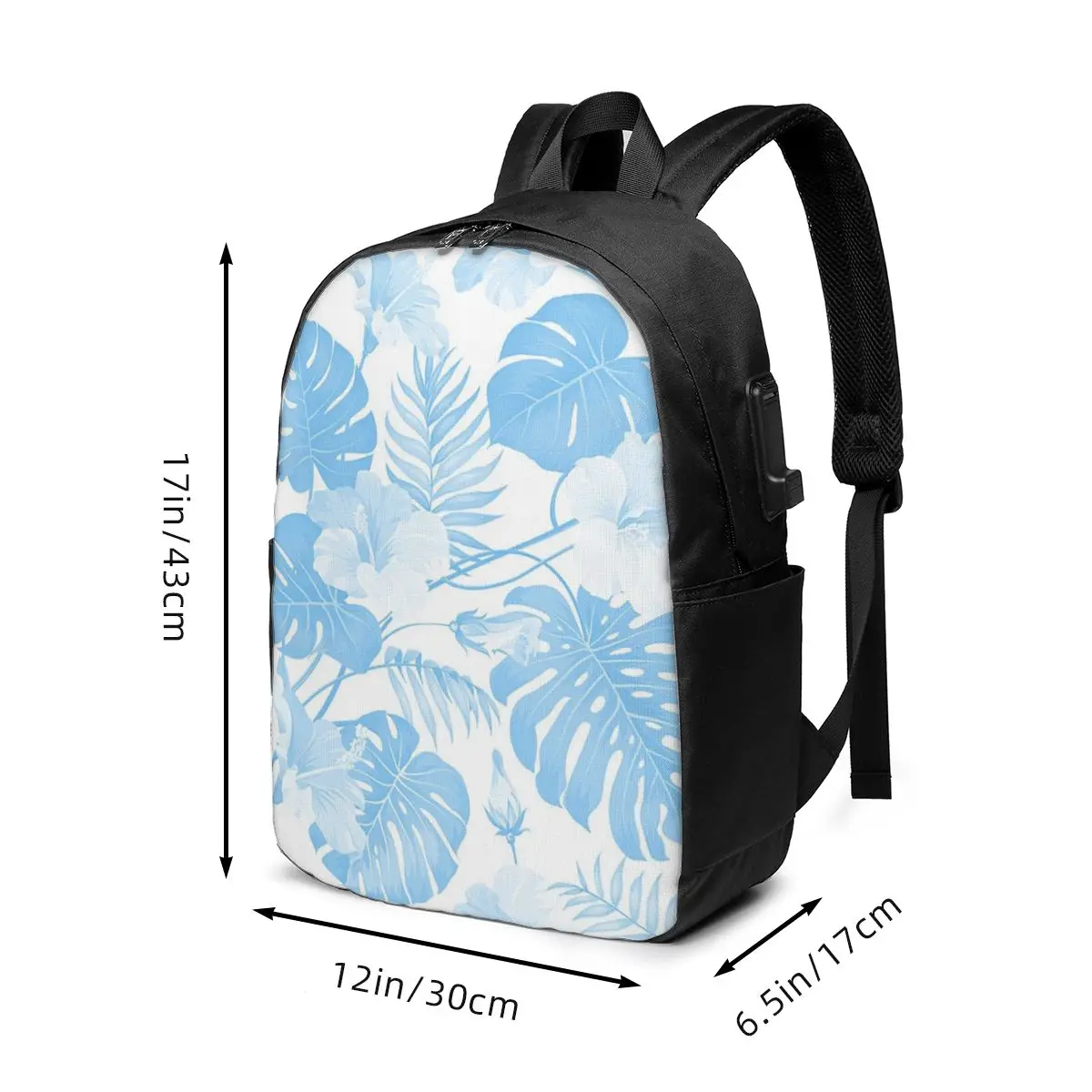 Light Colored Tropical Various Leaves Backpack Travel Notebook Bag Computer College Student School Bag Laptop Shoulder Bags