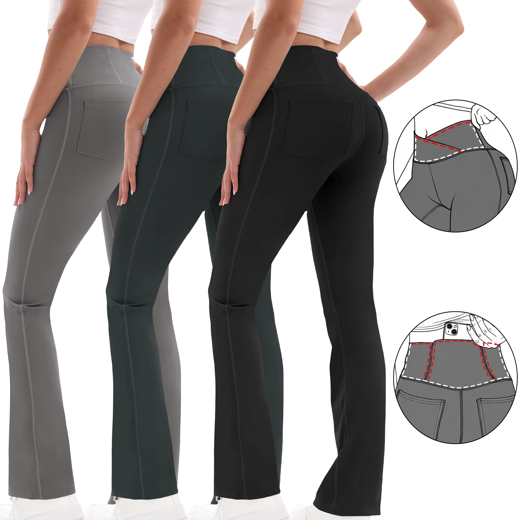 

Crossover V-Waist Flare Leggings Women High Waist Tummy Control Yoga Pants Bootcut Wide Leg Gym Fitness Workout Trousers