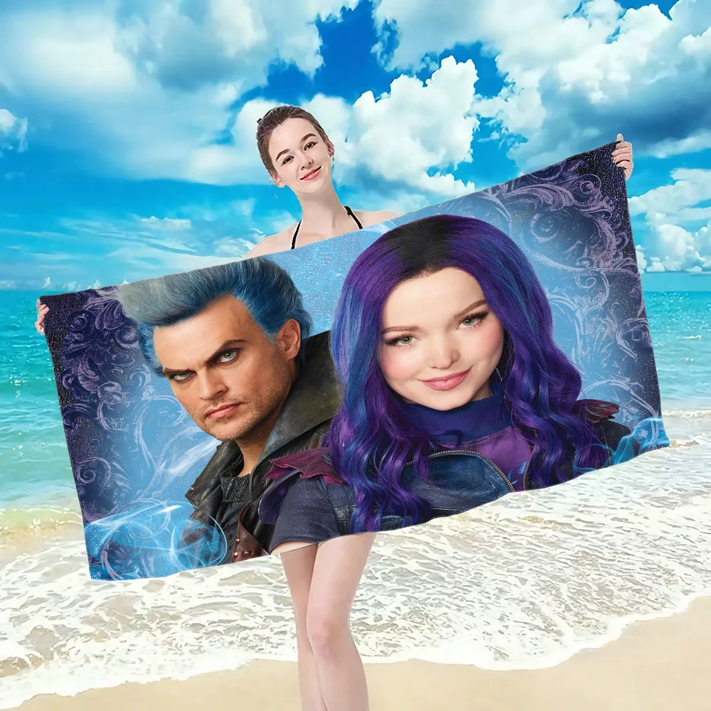 D- Descendants Towel Towel pattern beach towel, quick drying and absorbent, The fabric is made of cotton and does not fade