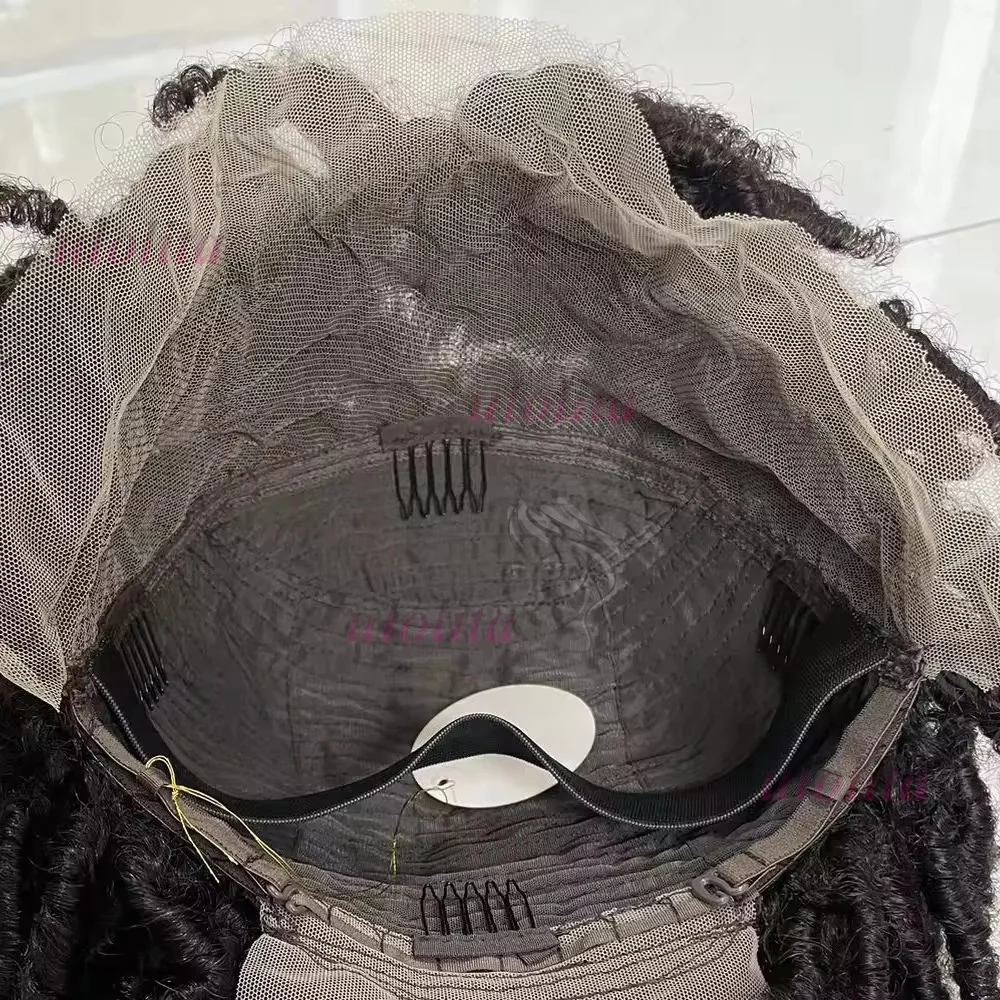 Afro-Dreadlocks 13x4 Lace 100% Echthaar Kurze Lockige Perücken für Schwarze Frauen Brasilianisches Jungfrauenhaar Transparente Lace-Perücke für den täglichen Gebrauch – Detail 6