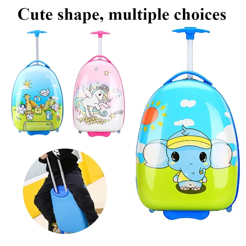 16 Inch Kids Luggage Bag Lightweight Cute Cartoon Animals Trolley Case Unicorn Travel Bag Cabin Case Portable Bag Gift for Kids