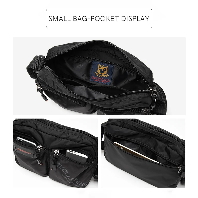 Volunteer Messenger Crossbody Bags for Men Oxford Side Letter Print Fashion Light Weight Protable Versatile Shoulder Bags1802-18