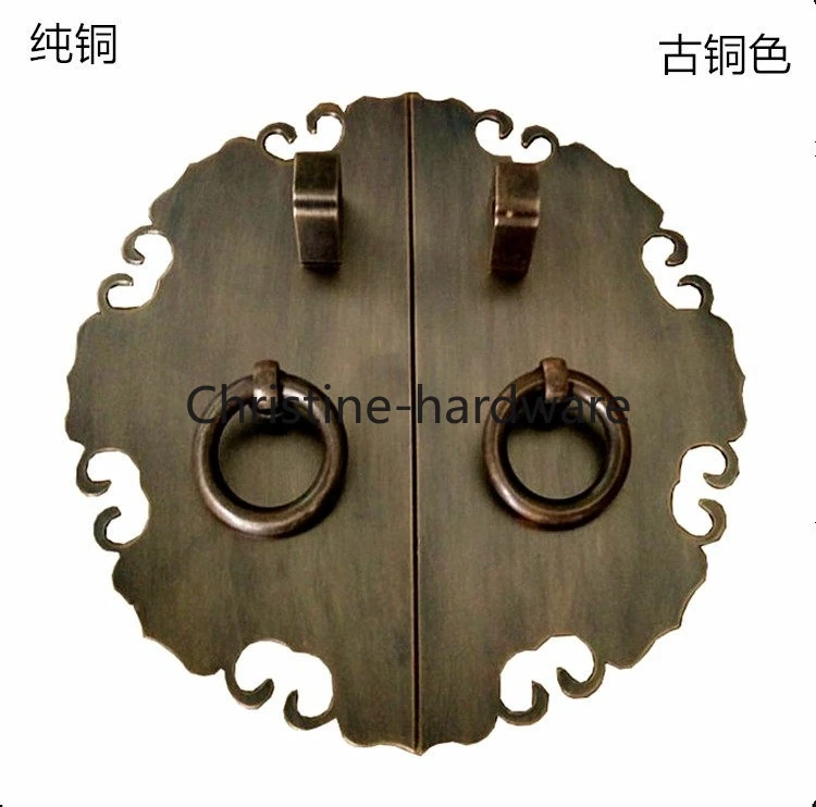 Antique Chinese Ming and Qing cabinet door accessories,classical furniture cabinet decoration,Ruyi head round pure copper handle