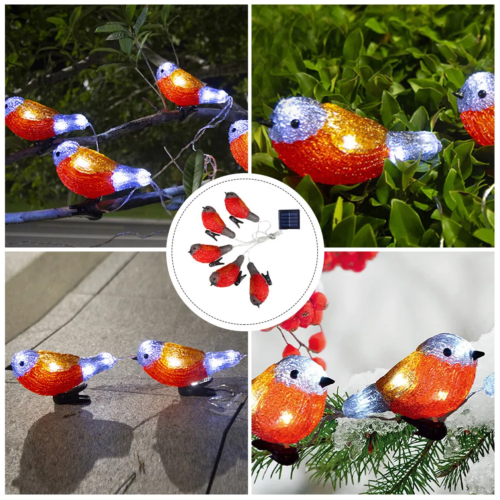 

1Set Photosensitive Solar Bird LED String Light Decorative Lamp String for Garden Party Outdoor Scenery LED Decoration Lamp