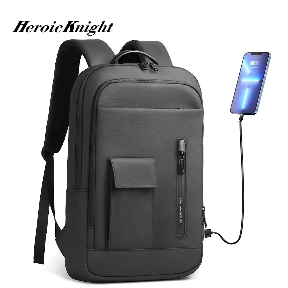 Heroic Knight Backpack for Men Business Slim Travel Backpacks With USB Water Resistant 15.6\