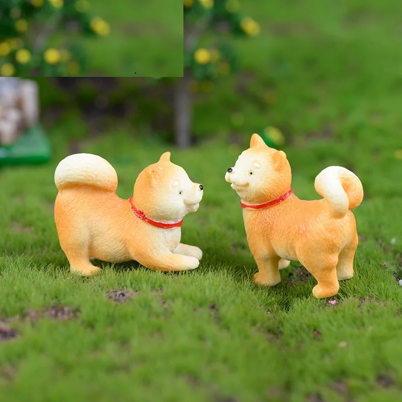 Lovely Akita Dog Model Ornament Resin Micro Landscape DIY Bonsai Decoration Gardening Craft Zakka Decoration Accessories Toy a03