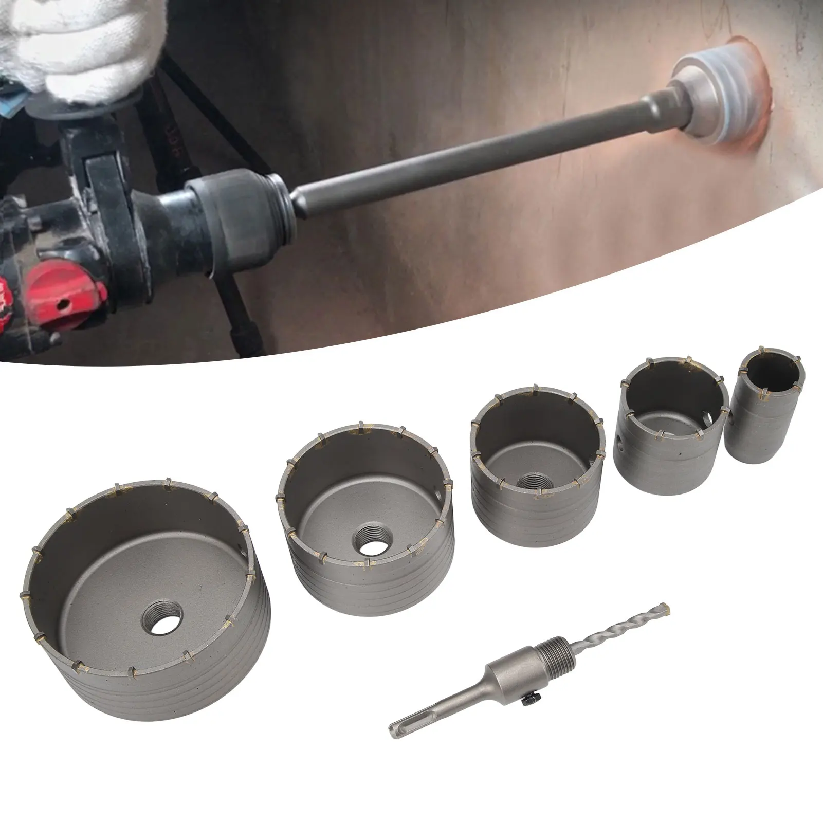 

Concrete Hole Saw Bit Kit Carbon Steel for Cement Wall Brick Sands Stone Self Leveling 40‑125mm Concrete Hole Saw Kit