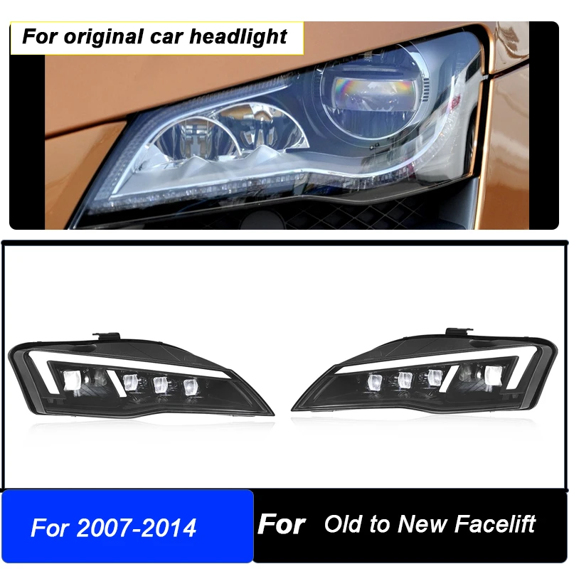 Auto Headlight For Audi R8 2007‑2014, Dynamic LED Daytime Running Lamp Sequential Flow Turn Signal Projector Head Lamp Assembly