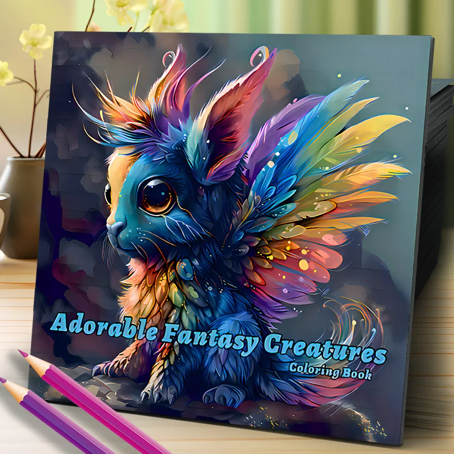 Bview Art 20 Pages Adorable Fantasy Creatures Coloring Book for Adults Teens - Stress Relieving Cute Cartoon Graffiti Art