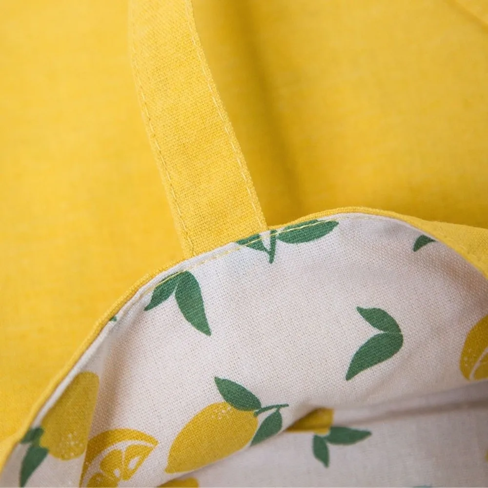 Portable Eco-friendly Canvas Cloth Bags Exquisite Reusable Double-sided Bags Folding Lightweight Shoulder Bags Outdoor