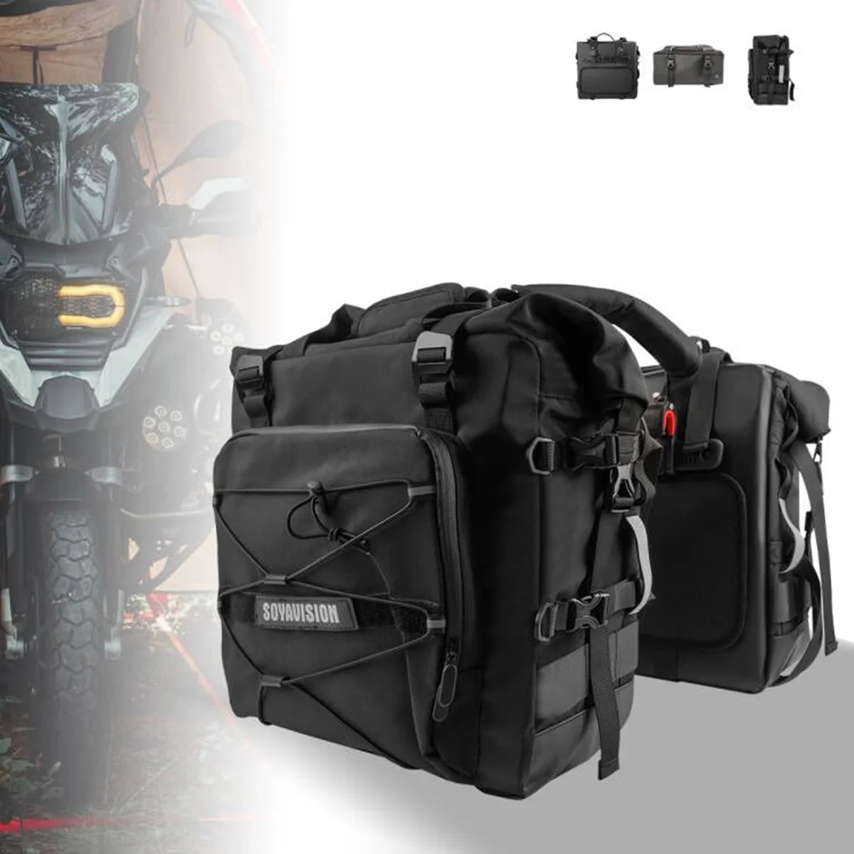 Motorcycle Saddle Bag Waterproof 20L Side Pannier Bag For BMW R1200GS F850GS ADV Suzuki Travel Storage Bag Hard Rack Bag Luggage